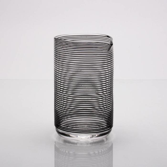 Hand-blown Mixing Glass, Black Striped pattern