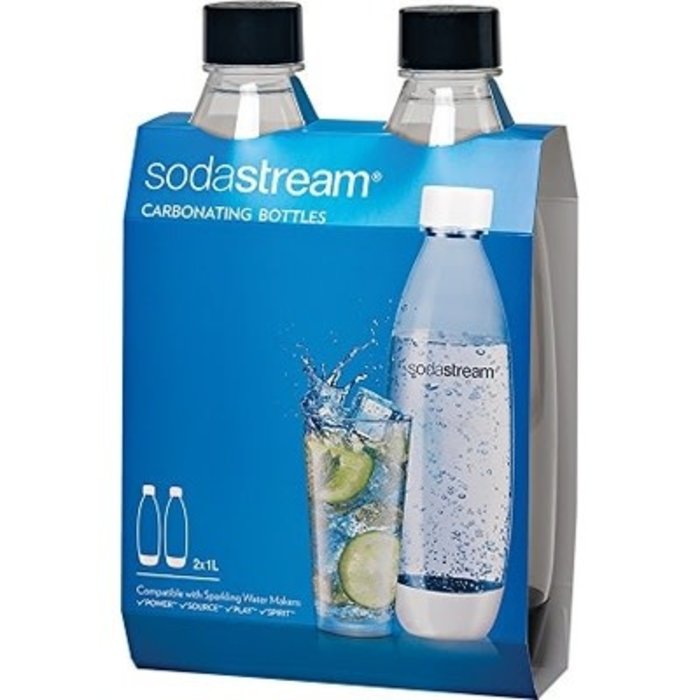 Sodastream Carbonating Bottles - 1L Slim, Black (twinpack)