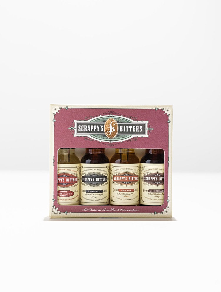Scrappy's Bitters Essentials Mini Set with Orange, Aromatic, Chocolate, and Firewater