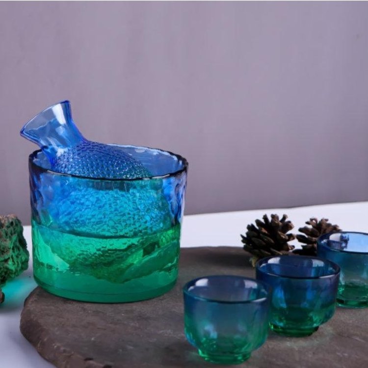 Peacock Green Japanese Sake Set